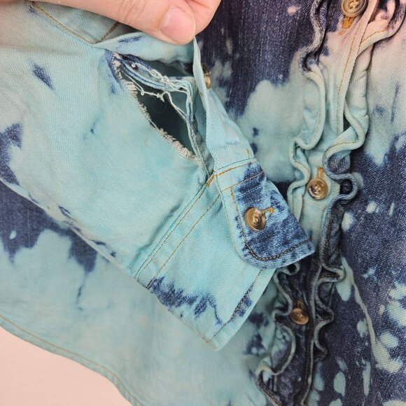 COTTON Tie Dye Western Shirt Womens S Boho Button Blouse JONES JEANS brand Long - Picture 7 of 12